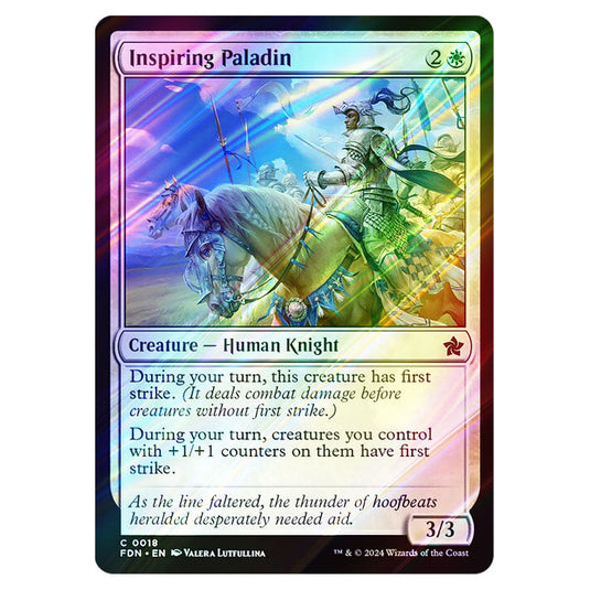 Inspiring Paladin 0018 card from the Magic The Gathering set Foundations