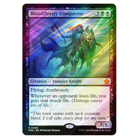 Bloodthirsty Conqueror 0058 card from the Magic The Gathering set Foundations