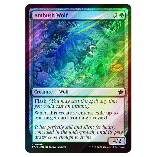 Ambush Wolf 0098 card from the Magic The Gathering set Foundations