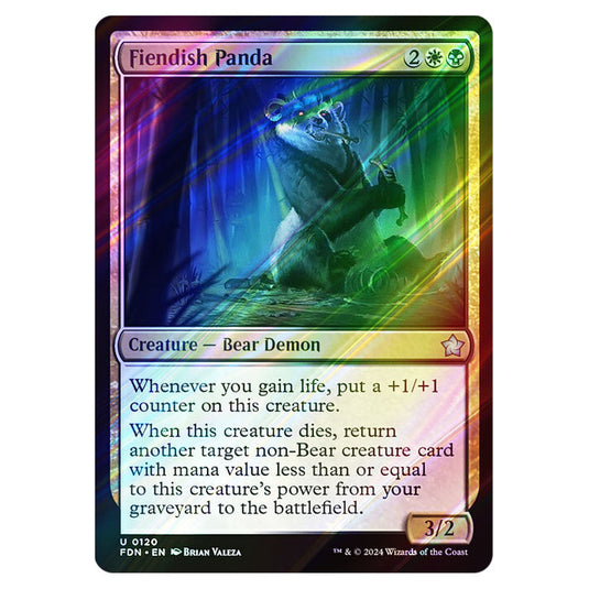 Fiendish Panda 0120 card from the Magic The Gathering set Foundations