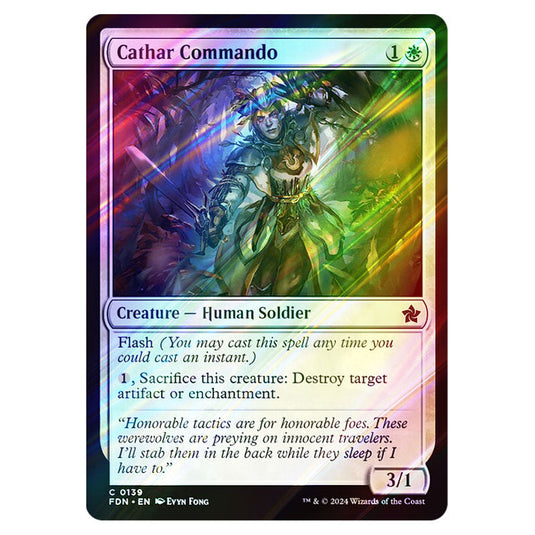 Cathar Commando 0139 card from the Magic The Gathering set Foundations