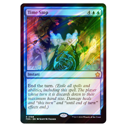 Time Stop 0166 card from the Magic The Gathering set Foundations