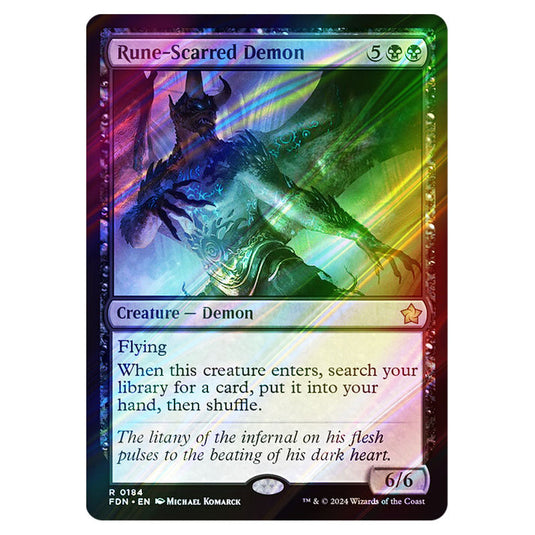 Rune-Scarred Demon 0184 card from the Magic The Gathering set Foundations