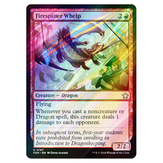 Firespitter Whelp 0197 card from the Magic The Gathering set Foundations