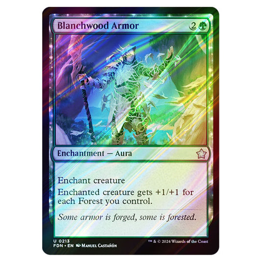 Blanchwood Armor 0213 card from the Magic The Gathering set Foundations