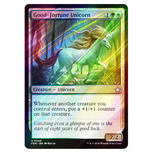 Good-Fortune Unicorn 0240 card from the Magic The Gathering set Foundations