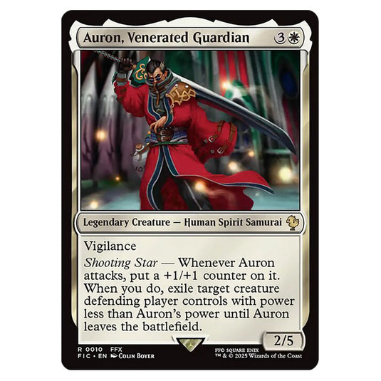 Auron, Venerated Guardian 0010 card from the Magic The Gathering set Universes Beyond - Final Fantasy - Commander
