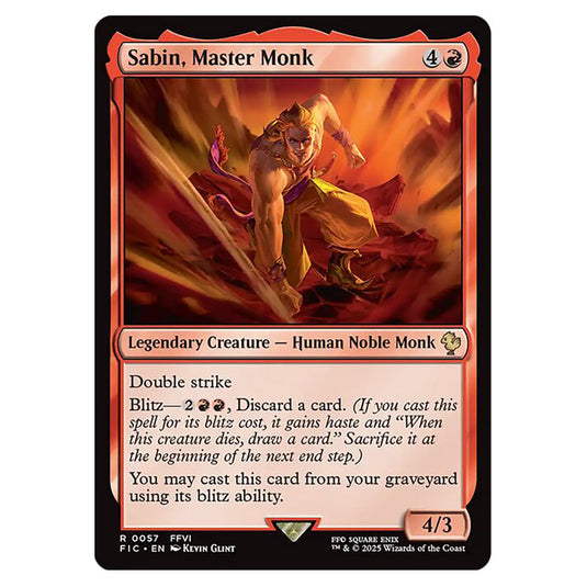 Sabin, Master Monk 0057 card from the Magic The Gathering set Universes Beyond - Final Fantasy - Commander