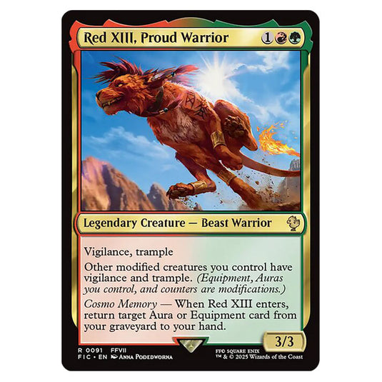 Red XIII, Proud Warrior 0091 card from the Magic The Gathering set Universes Beyond - Final Fantasy - Commander