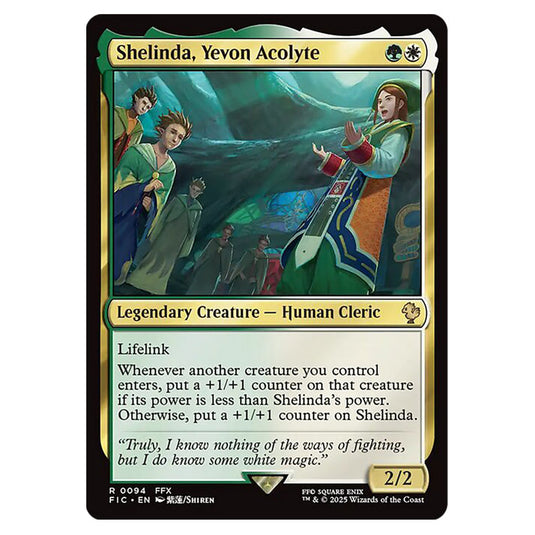 Shelinda, Yevon Acolyte 0094 card from the Magic The Gathering set Universes Beyond - Final Fantasy - Commander