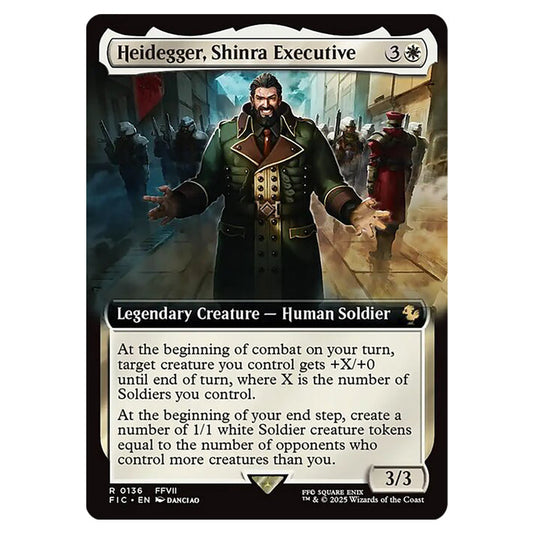 Heidegger, Shinra Executive 0136 card from the Magic The Gathering set Universes Beyond - Final Fantasy - Commander