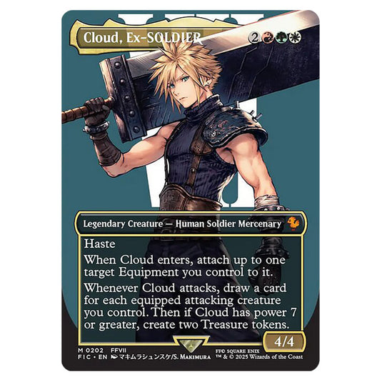 Cloud, Ex-SOLDIER 0202 card from the Magic The Gathering set Universes Beyond - Final Fantasy - Commander