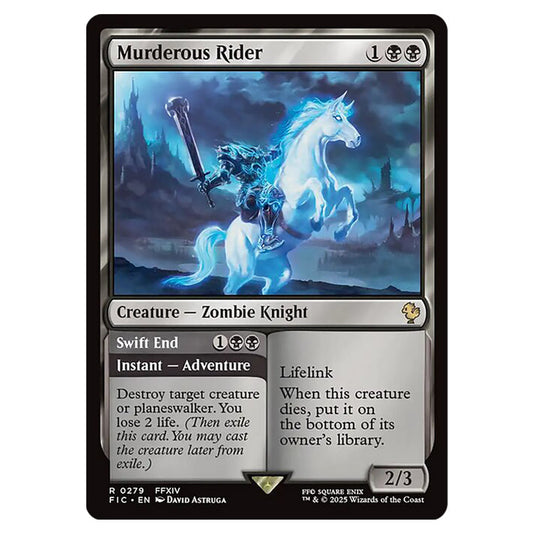 Murderous Rider // Swift End 0279 card from the Magic The Gathering set Universes Beyond - Final Fantasy - Commander