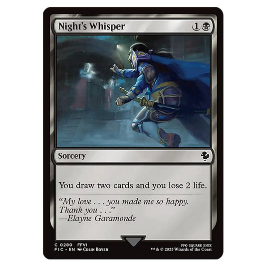 Night's Whisper 0280 card from the Magic The Gathering set Universes Beyond - Final Fantasy - Commander