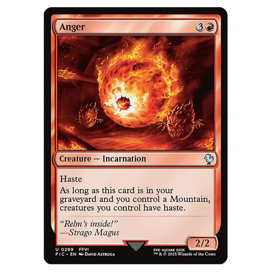 Anger 0289 card from the Magic The Gathering set Universes Beyond - Final Fantasy - Commander