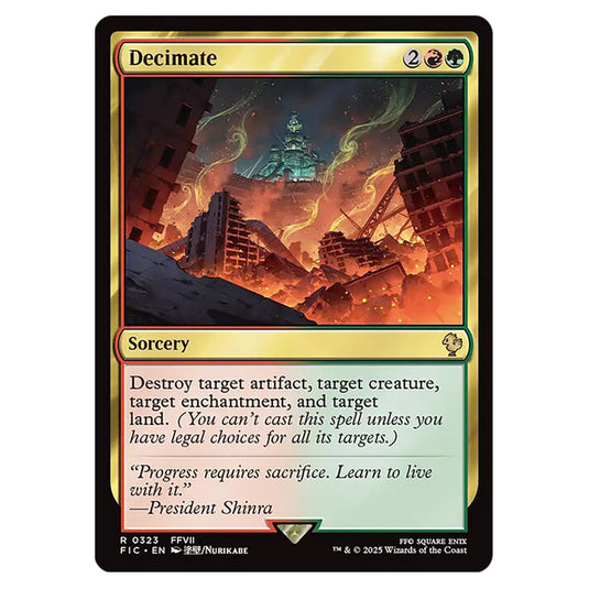 Decimate 0323 card from the Magic The Gathering set Universes Beyond - Final Fantasy - Commander