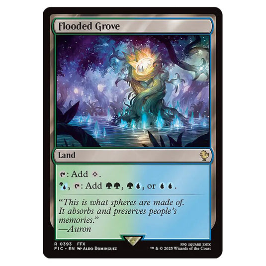 Flooded Grove 0393 card from the Magic The Gathering set Universes Beyond - Final Fantasy - Commander