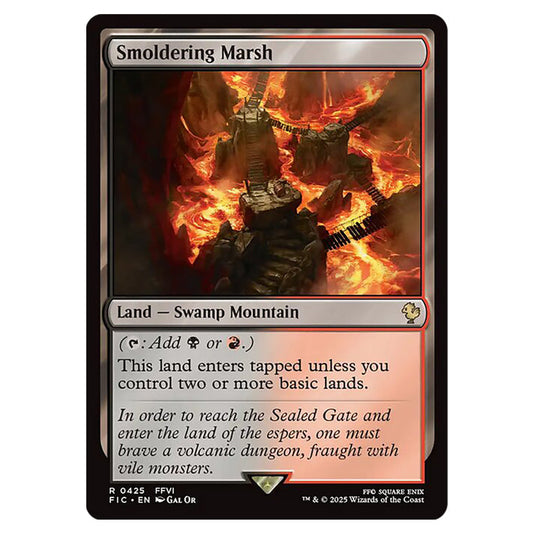 Smoldering Marsh 0425 card from the Magic The Gathering set Universes Beyond - Final Fantasy - Commander