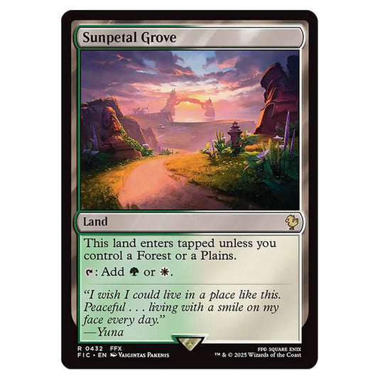 Sunpetal Grove 0432 card from the Magic The Gathering set Universes Beyond - Final Fantasy - Commander