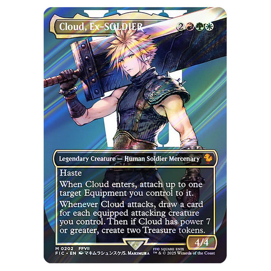 Cloud, Ex-SOLDIER 0202 card from the Magic The Gathering set Universes Beyond - Final Fantasy - Commander