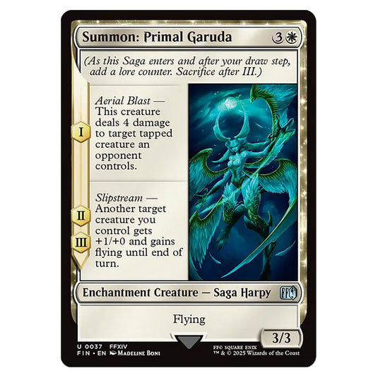 Summon: Primal Garuda 0037 card from the Magic The Gathering set Universes Beyond - Final Fantasy