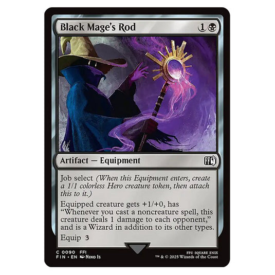 Black Mage's Rod 0090 card from the Magic The Gathering set Universes Beyond - Final Fantasy