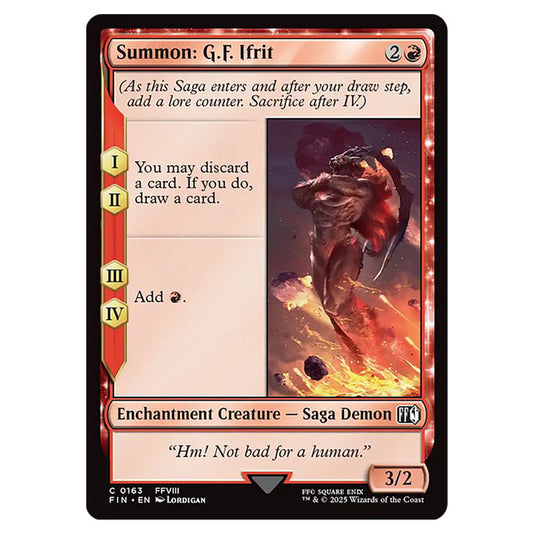 Summon: G.F. Ifrit 0163 card from the Magic The Gathering set Universes Beyond - Final Fantasy