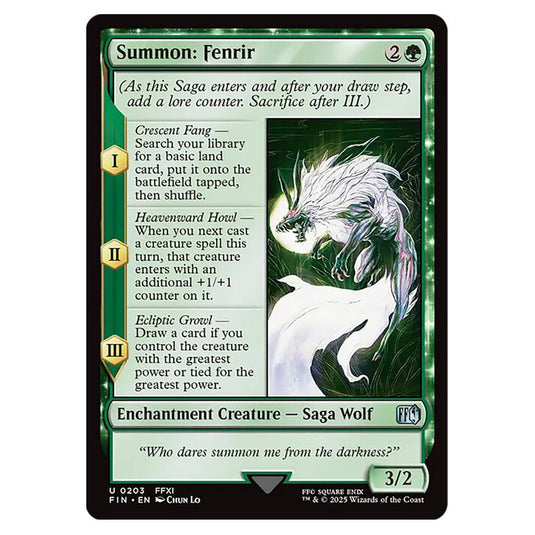 Summon: Fenrir 0203 card from the Magic The Gathering set Universes Beyond - Final Fantasy