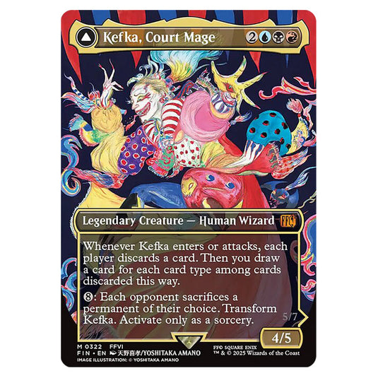 Kefka, Court Mage // Kefka, Ruler of Ruin 0322 card from the Magic The Gathering set Universes Beyond - Final Fantasy