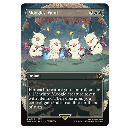 Moogles' Valor 0326 card from the Magic The Gathering set Universes Beyond - Final Fantasy