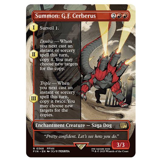 Summon: G.F. Cerberus 0368 card from the Magic The Gathering set Universes Beyond - Final Fantasy