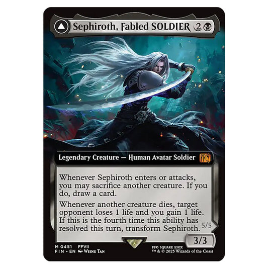 Sephiroth, Fabled SOLDIER // Sephiroth, One-Winged Angel 0451 card from the Magic The Gathering set Universes Beyond - Final Fantasy