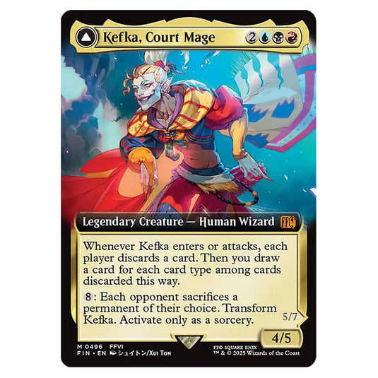 Kefka, Court Mage // Kefka, Ruler of Ruin 0496 card from the Magic The Gathering set Universes Beyond - Final Fantasy