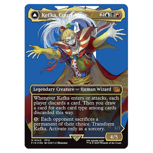 Kefka, Court Mage // Kefka, Ruler of Ruin 0543 card from the Magic The Gathering set Universes Beyond - Final Fantasy