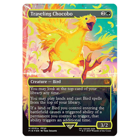 Traveling Chocobo 0551a card from the Magic The Gathering set Universes Beyond - Final Fantasy