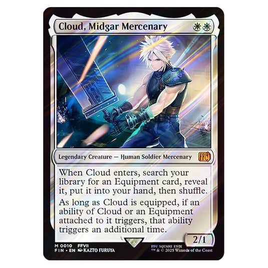 Cloud, Midgar Mercenary 0010 card from the Magic The Gathering set Universes Beyond - Final Fantasy