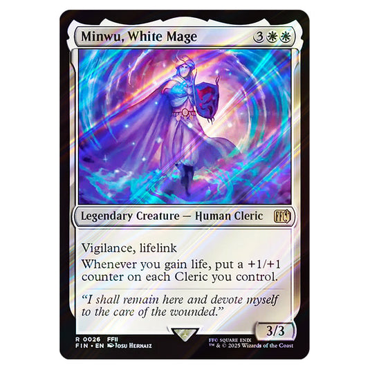 Minwu, White Mage 0026 card from the Magic The Gathering set Universes Beyond - Final Fantasy