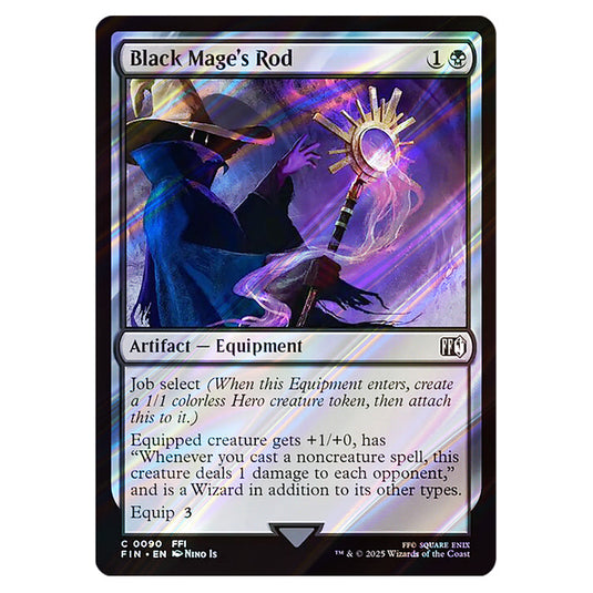 Black Mage's Rod 0090 card from the Magic The Gathering set Universes Beyond - Final Fantasy