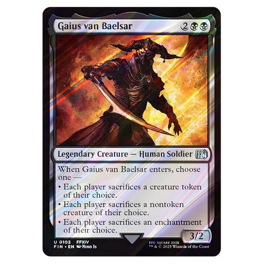 Gaius van Baelsar 0102 card from the Magic The Gathering set Universes Beyond - Final Fantasy