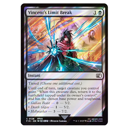 Vincent's Limit Break 0126 card from the Magic The Gathering set Universes Beyond - Final Fantasy