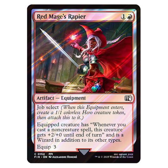 Red Mage's Rapier 0152 card from the Magic The Gathering set Universes Beyond - Final Fantasy