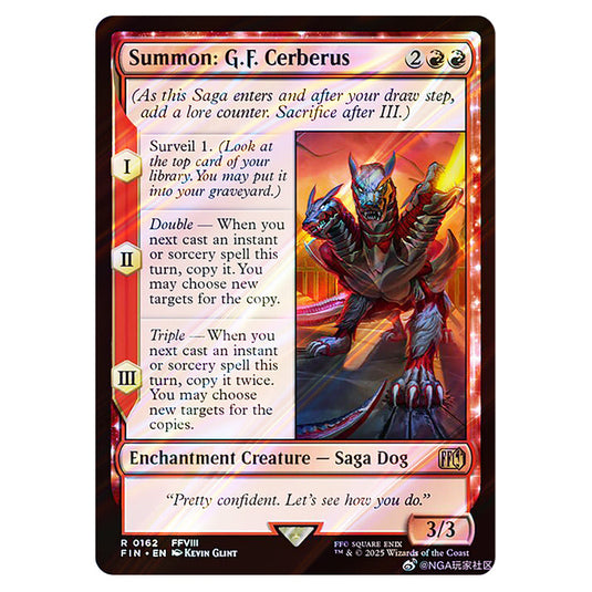 Summon: G.F. Cerberus 0162 card from the Magic The Gathering set Universes Beyond - Final Fantasy