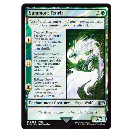 Summon: Fenrir 0203 card from the Magic The Gathering set Universes Beyond - Final Fantasy