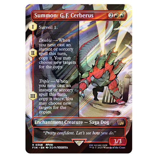 Summon: G.F. Cerberus 0368 card from the Magic The Gathering set Universes Beyond - Final Fantasy