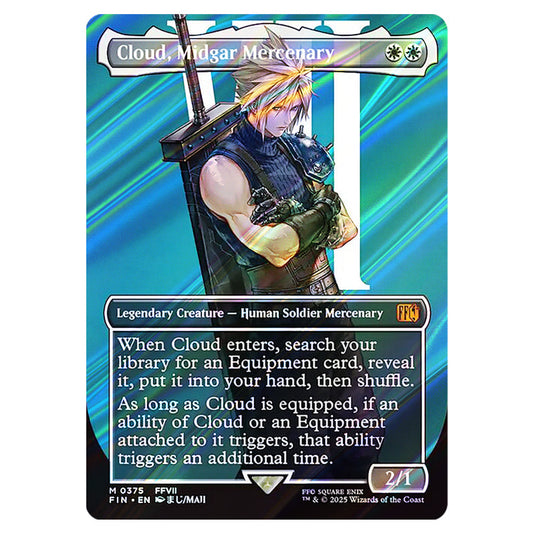 Cloud, Midgar Mercenary 0375 card from the Magic The Gathering set Universes Beyond - Final Fantasy