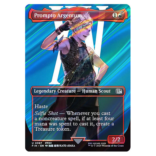 Prompto Argentum 0387 card from the Magic The Gathering set Universes Beyond - Final Fantasy