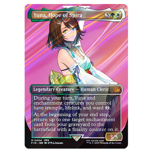 Yuna, Hope of Spira 0404 card from the Magic The Gathering set Universes Beyond - Final Fantasy