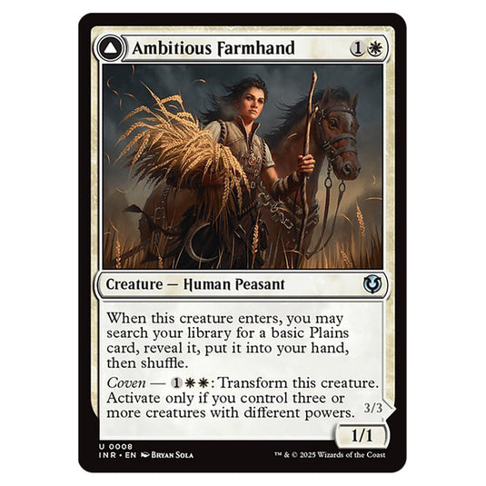 Ambitious Farmhand // Seasoned Cathar 008 card from the Magic The Gathering set Innistrad Remastered