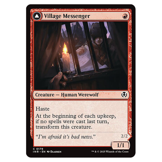 Village Messenger // Moonrise Intruder 179 card from the Magic The Gathering set Innistrad Remastered
