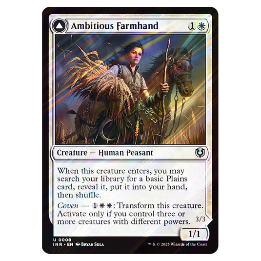 Ambitious Farmhand // Seasoned Cathar 008 card from the Magic The Gathering set Innistrad Remastered
